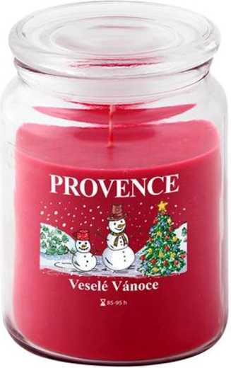 Lumânare parfumată în pahar PROVENCE om de zăpadă de Crăciun 95 h