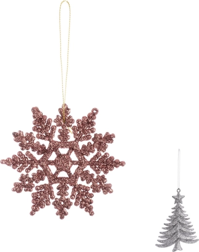 Ornament de Crăciun suspendat din plastic cu sclipici – mix de variante