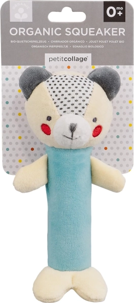 Zornăitoare scârțâitoare Petit Collage ursuleț din bumbac organic