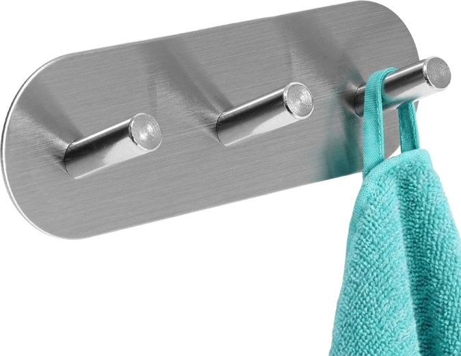 Storage Solutions cuier de perete autoadeziv cu 3 cârlige din oțel inoxidabil 15 × 5 × 3,5 cm