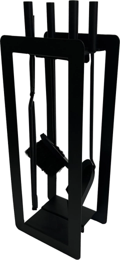 Set de accesorii pentru șemineu 60 cm – negru metalic, 4 piese cu stativ