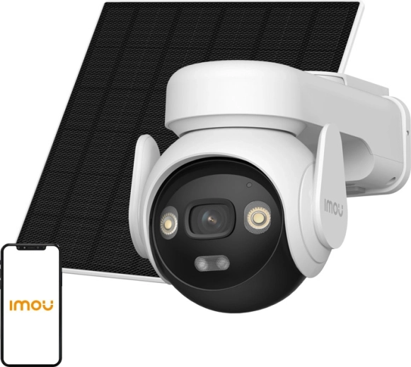 Imou AOV PT Kit cameră IP de exterior rotativă 5 MP cu panou solar și 4G LTE