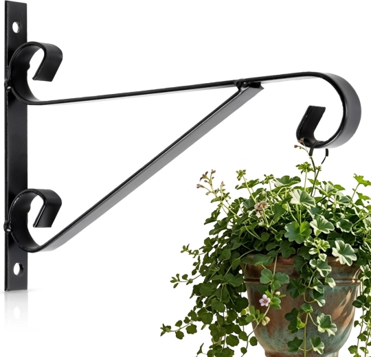 Suport metalic de perete pentru ghiveci Vilde, negru 19,5 × 1,8 × 14,5 cm