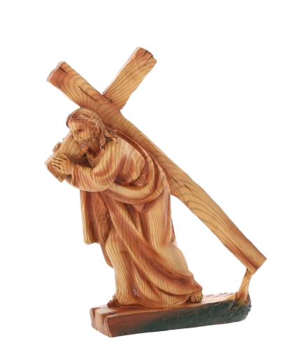 Figurină cu Isus purtând crucea, din polirezină