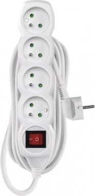 Emos prelungitor cu întrerupător, 4 prize, 5 m, alb