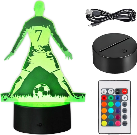 Lampă de noapte LED cu fotbalist și efect 3D