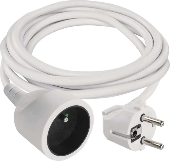 Cablu prelungitor EMOS 2 m, 1 priză, alb