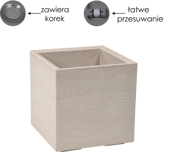 Ghiveci Karo 30 × 30 cm Coffee Latte pe roți