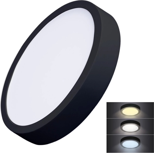 Panou mini LED Solight aplicat CCT 24 W, rotund, negru