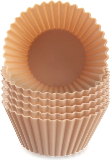 Forme din silicon pentru brioșe bej 6,5 cm, set 6 buc.