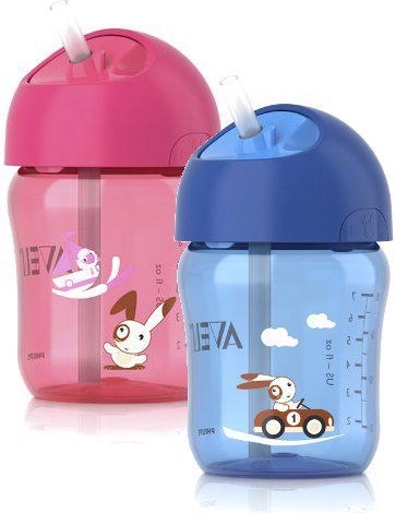 Căniță Philips AVENT cu pai 260 ml, albastră
