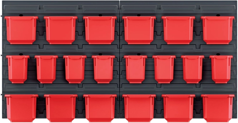 Panou suspendat cu 20 cutii pentru unelte ORDERLINE 800 × 165 × 400 mm
