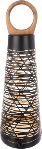 Sfeșnic Cone din metal și lemn, negru-auriu, 55 cm