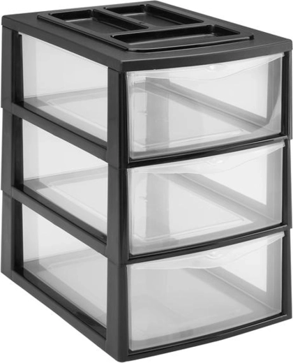 Raft din plastic cu 3 sertare HEIDRUN 38 × 27 × 38 cm