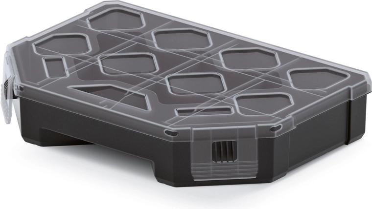 Organizator TAGER 195 × 142 × 40 mm, negru cu capac transparent