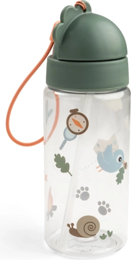 Done by Deer sticlă cu pai Tiny trails verde 350 ml