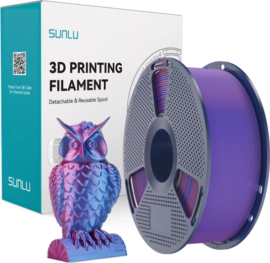 Sunlu PLA+ Silk filament bicolor roșu-albastru