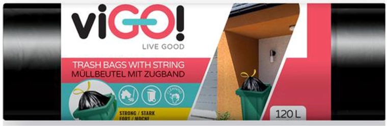 Saci de gunoi cu șnur de strângere 120 l VIGO, 10 buc