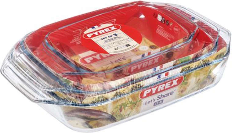 Set de tăvi din sticlă PYREX 3 buc (1,4 l + 3 l + 4 l)
