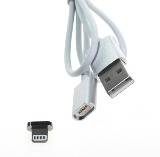 Cablu Lightning magnetic MyMax, argintiu, 1 m