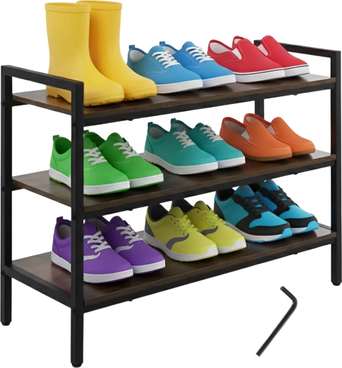 Raft pentru pantofi Ruhhy cu 3 niveluri, 79 cm, în stil loft