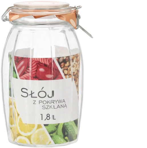 Borcan din sticlă 1,8 l cu capac din sticlă și închidere mecanică
