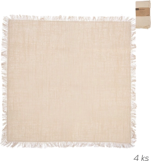 Șervețele din bumbac bej 45 × 45 cm, set de 4 buc.