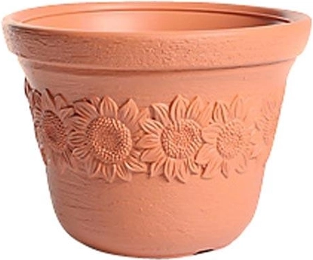 Ghiveci SUNNY 35 cm cărămiziu cu decor