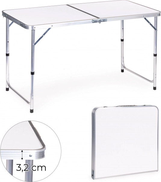 Masă pliabilă pentru camping MultiGarden, blat alb 120 × 60 cm