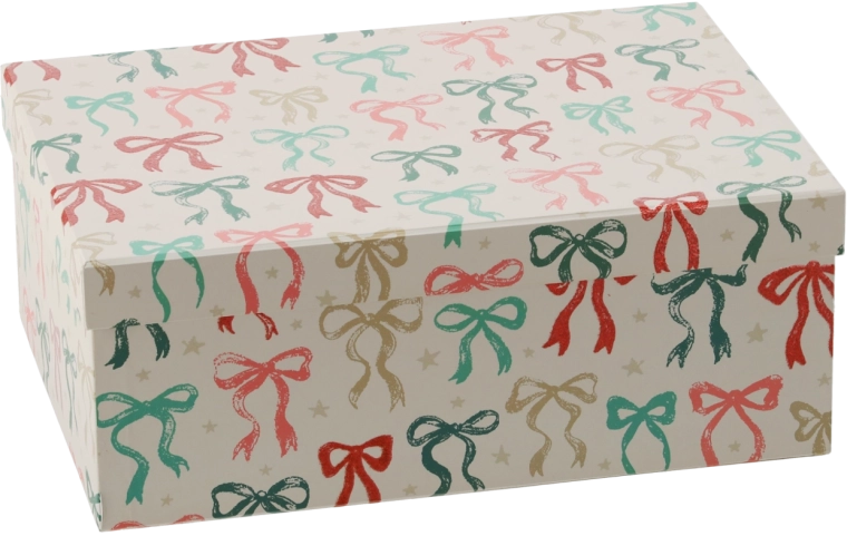 Cutie cadou de Crăciun cu fundă 29 × 21 × 11 cm - 1 bucată