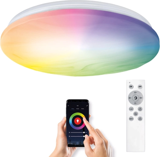 Solight plafonieră LED inteligentă Wave 30 W (Wi‑Fi, RGB + CCT, telecomandă)