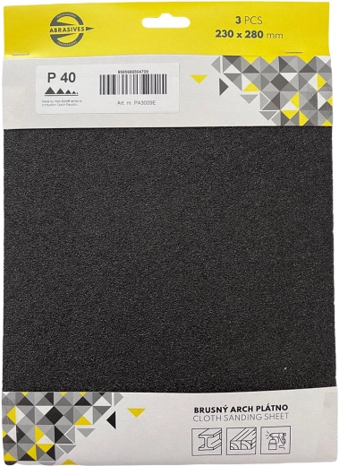 Pânză abrazivă pentru metal și lemn, granulație 240, 230 × 280 mm (3 buc)
