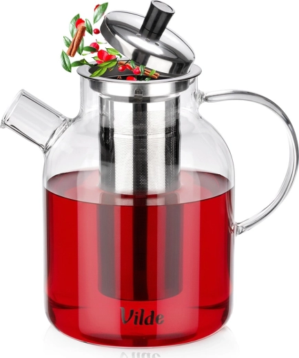 Cană din sticlă cu filtru de ceai din inox 1,5 l