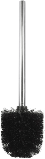 Perie WC cu mâner din oțel inoxidabil, neagră, diametru 8 cm