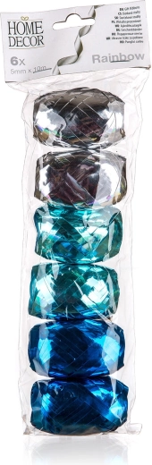 Panglică pentru legat Rainbow 10 m, mix de culori, 6 bucăți