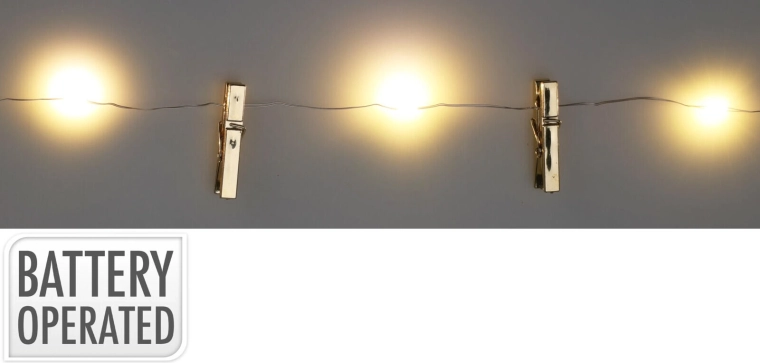Iluminare LED de Crăciun cu cleme 0,9 m, alb cald (set de 10)