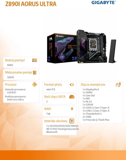 Placă de bază Z890I AORUS ULTRA