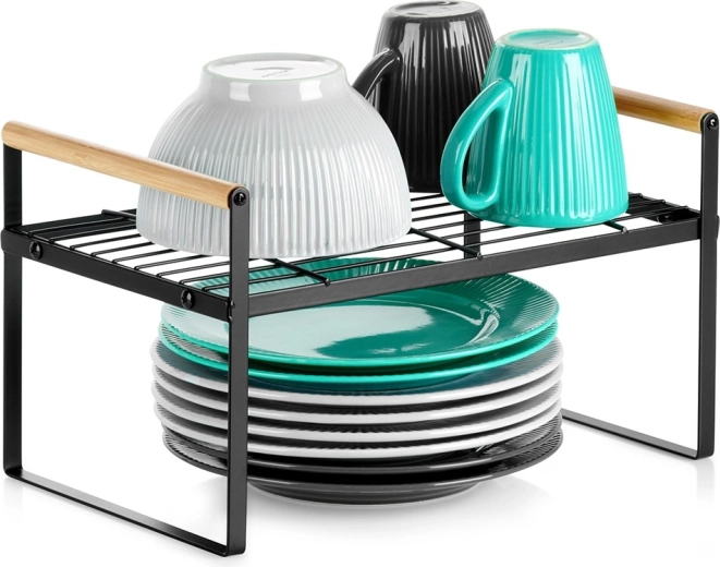 Raft metalic de bucătărie negru 33 × 21 × 19,5 cm