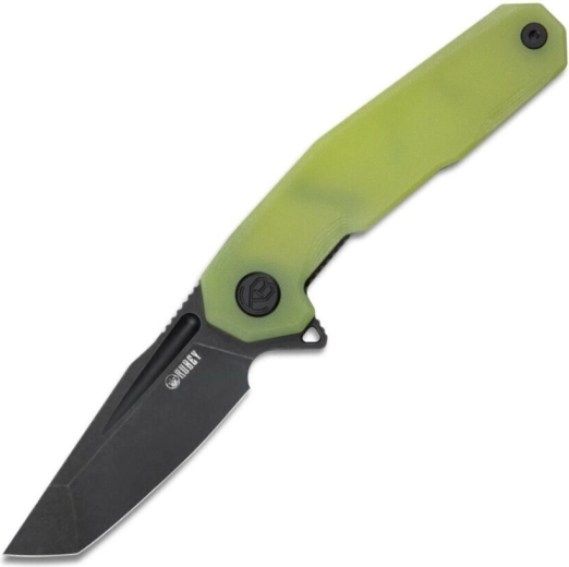 Kubey Carve Nest cuțit pliabil de buzunar, lamă neagră, mâner G10 verde transparent