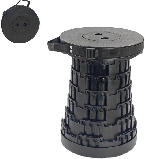 Scaun telescopic pliabil negru 7–45 cm