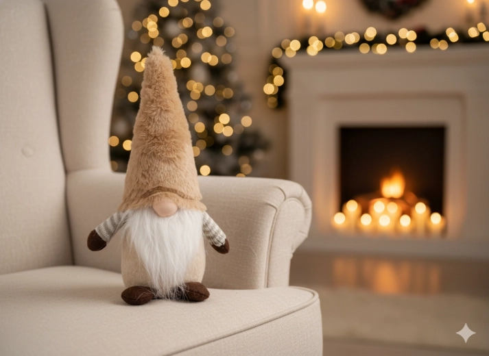 Spiriduș de Crăciun 25 cm bej