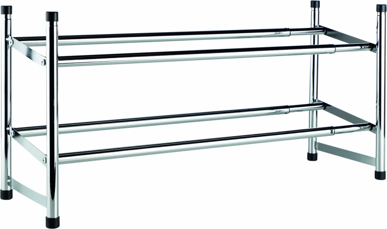 Etajeră pentru încălțăminte din oțel, cromată, cu două niveluri, reglabilă