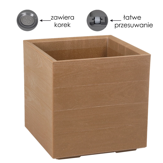 Ghiveci Lamela Karo Eco Wood cu imitație de lemn natural 39 cm