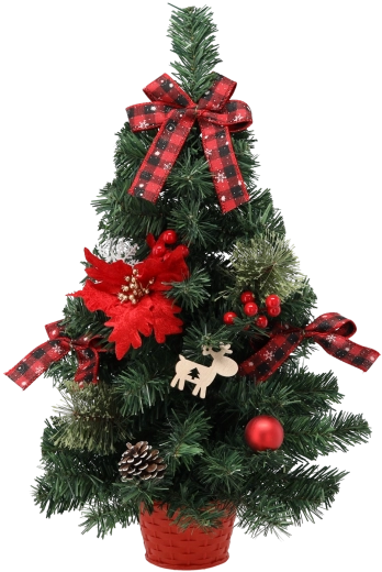 Brad de Crăciun 60 cm roșu cu poinsettia în ghiveci