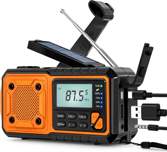 Radio solar de urgență Renew Force cu powerbank 5000 mAh, dinamo și FM/AM/SW - 1 bucată