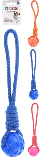 Jucărie pentru câini minge cu frânghie 40 × 7 × 7 cm, mix de culori
