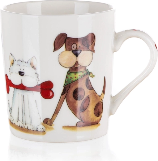 Cană ceramică DOG AND CAT 250 ml, albă