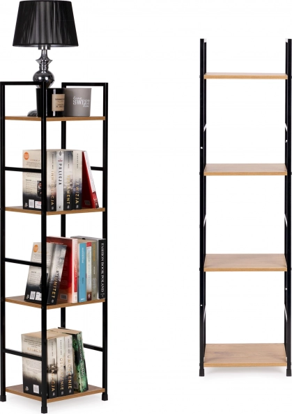 Raft modern din lemn cu cadru metalic LOFT, 4 rafturi