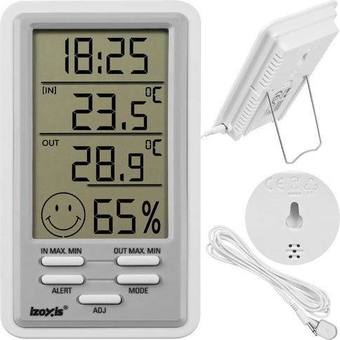Stație meteo wireless Izoxis pentru acasă, cu termometru, higrometru și alarmă