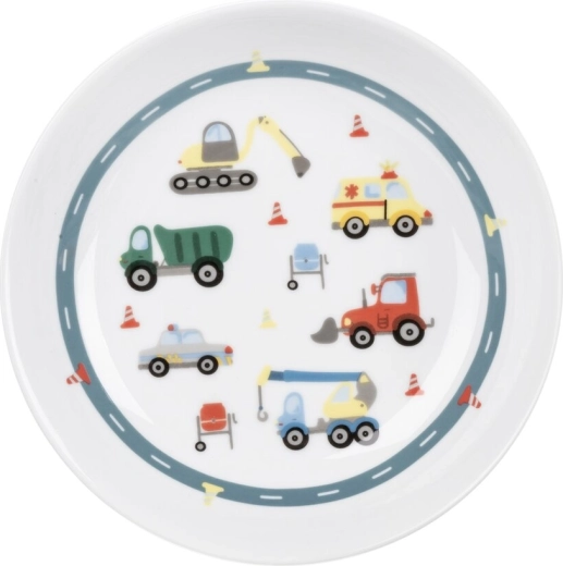 Farfurie adâncă compartimentată pentru copii, motiv mașini, 19 cm